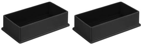 QUARKZMAN 2Pcs Embouts de Pied de Chaise Carrés en PVC, 100mm x 50mm OD, Noirs, Patins de Pied de Meuble, Capuchons de Protection de Sol pour Table, Armoire, Lit, Meubles