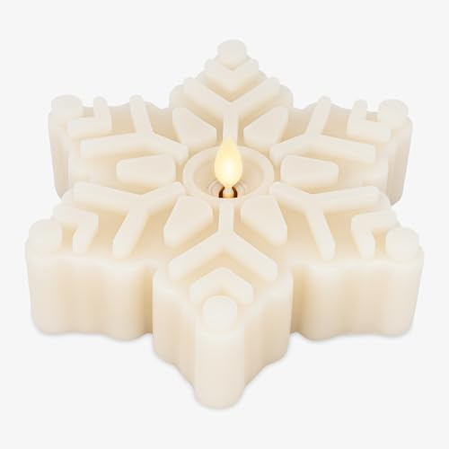 Luminara Flammenlose flackernde bewegliche Flamme, batteriebetrieben, geruchlos, LED-Dekoration und Geschenk – Weihnachten, Urlaub, Winter, weißer Schwan, Schneeflocke (16,5 x 5,1 cm)