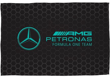 Character World Mercedes AMG Petronas Offizielle Fleecedecke, superweich, warm, schwarz, Überwurf, Stealth-Formel-1-Design, perfekt für Schlafzimmer, Camping und Übernachtungen, 100 x 150 cm
