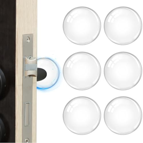 EIYVPRA Butée de Poignée de Porte Murale, 6PCS Butée de Porte Adhésive Transparentes Butoirs de Porte en Silicone, Coussin de Protection Ronde, Amortisseur de Porte, pour Portes De Placard, Cuisine