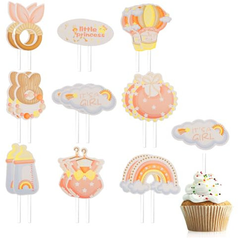 18 Stück Babyparty Tortendeko Taufe Mädchen Baby Cupcake Topper Rosa It's a Girl Gender Reveal Party Deko Baby Shower Deko Girl Tortendeko Kuchen Deko Geburtstag Muffin Deko für Taufe Shower BabyParty