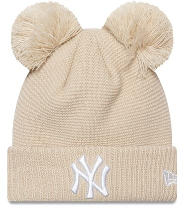New Era New York Yankees MLB Bommelmütze Frau Mädchen Wintermütze warm NY Baseball beige - One-Size