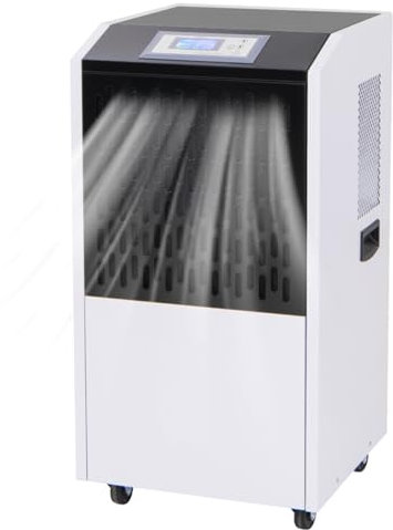 HOMFME 120L/Day Commercial Dehumidifier, Industrial Digital Dehumidifiers with 24H Timer, Auto Start, Auto Off, Auto Defrost, Smart Panel, Drain Hose, Wheels, Air Dryer for Warehouse Basement