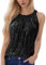 Fiohiros Pailletten Oberteil Damen, Neckholder Top Damen, Ärmellose Sexy Top Pailletten Damen für Partys, Nachtclubs Freizeitkleidung (DE/NL/SE/PL, Alphanumerisch, M, Regular, Regular, Schwarz)