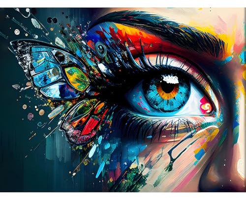 KEYIFA Coloré Papillons Peinture par Numéros pour Adulte, Kits de Peinture au Numéro avec Peinture Acrylique et Pinceaux, DIY Oeil Creatif Toile Peinture à l'huile, Décoration de Maison 40x30cm