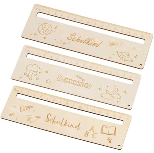 Lineal zur Einschulung 2025 in Verschiedene Designs mit Motiv Holz Lineal, Geschenk für den Schulanfang oder zur Schuleinführung, für Jungen und Mädchen