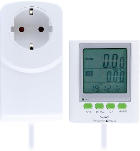 SCHWAIGER STEM0015 Stromkostenmessgerät Stromverbrauchszähler Energiekostenmessgerät Steckdosenadapter separates Display mit Verlängerungskabel Strommessung