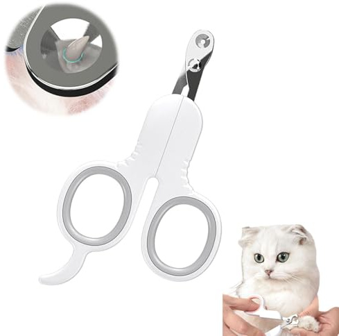 FWORUAIS Krallenschere Katzen, Nagelknipser für Katzen, Sicherheits Edelstahl Katzennagelschneider, Anfänger toll geeignet, für Hunde Welpen Kaninchen und Kleintiere (Grau)