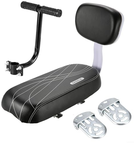 BlesConi Sella Posteriore con Supporto Schienale, Maniglia e Pedali, Confortevole Lega e Imbottitura in Schiuma per Mountain Bike ed E-Bike