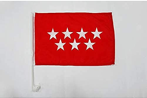 AZ FLAG - Autofahne Autonome Gemeinschaft Madrid - 45x30 cm - Autonome Gemeinschaft Madrid Autoflagge 30 x 45 Cm - Auto Flaggen