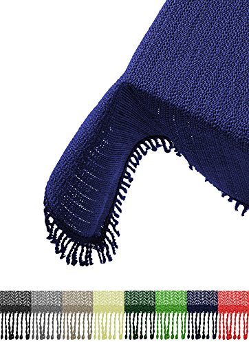 Brandsseller Gartentischdecke 130x220 cm Tischdecke mit Fransen Outdoor Tischtuch rechteckig Weichschaum für Garten, Terrasse, Balkon wetterfest rutschfest - Blau