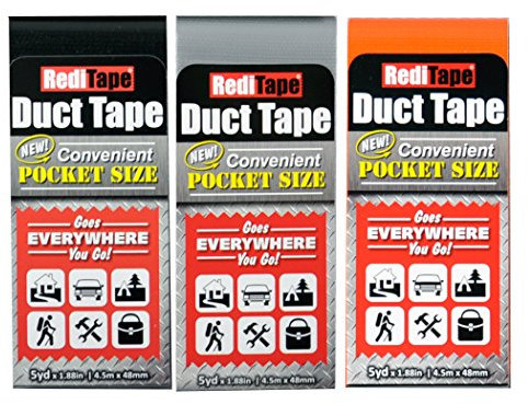 RediTape Basic Pocket Größe Duct Tape 3 Pack Black, Silver, Orange - 10932
