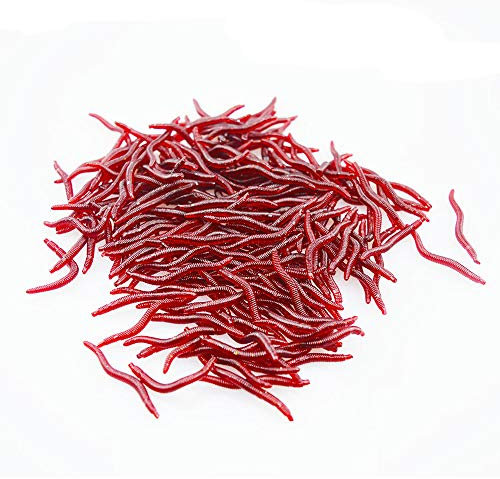 Senven Künstlicher Regenwurm, Biomimetic Soft Silicone Regenwurm Köder Wurm Angelköder Simulation Rote Würmer Kunststoff Grün Umwelt Starke Versuchung Köder Gefälschte Rotwurm - 100Pcs