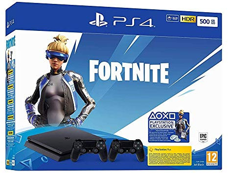 PlayStation 4 Slim - Konsole (500GB, Jet Black) + 2 Controller: Fortnite Neo Versa Bundle [Edizione: Germania]