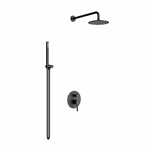 Sogood Colonne de Douche Encastré Noir Mat Système de Douche Complète avec Pomme Haute Douchette Flexible