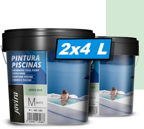JOVIRA PINTURAS Pintura Piscinas al Agua. Protección y decoración de piscinas. (2x4 Litros, Verde Mar)
