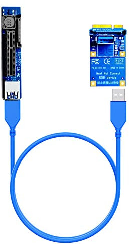 GLOTRENDS UEX105 600mm Mini PCIe zu PCIe X4 Riser Kabel (PCIe 3.0 X1 Geschwindigkeit), für PCIe WiFi Karte, M.2 PCIe Karte, USB PCIe Karte, Soundkarte, etc