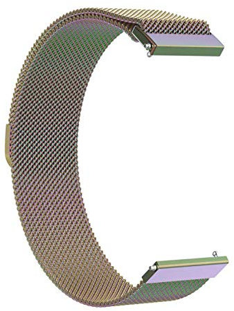 Strap-it 20mm Universal Edelstahl Uhrenarmband - Schnellverschluss Milanese Metallarmband mit Magnetverschluss für Alle (Smart) watches für Damen und Herren - Regenbogen