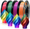 EONO PLA Filament Mehrfarbig, Dreifarbiges PLA Filament 1,75mm, Mehrfarbiges 3D Drucker filament, 4 x 250g Spulen, Silk Rosen rot/Blau/Grün, Rot/Blau1/Gold, Grün/Lila/Kupfer, Blau2/Lila/Gelb