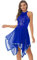 CHICTRY Ballettkleid Damen Glitzer Ärmellos Tanzkleid Mit Pailletten Neckholder Tanzbody Rückenfrei Trikot Asymetrisch Tüllrock Dancewear Royal Blau M
