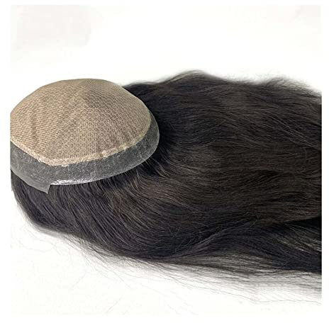 Herren Haarteil Männer Toupee Seidenbasis Langhaarperücken for Männer 14-18 Remy Echthaar Herrenperücken Atmungsaktive Ersatzeinheiten for männliche Haarprothesen Toupet für Männer (Color : 18 inche