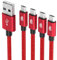JAMEGA – Premium Micro USB Kabel | [4 Pack 0,5M 1M 2M 3M] Nylon geflochtenes USB Ladekabel Datenkabel für Micro USB Geräte | robuster Stecker kein Kabelbruch – Rot