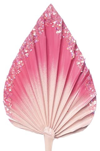 The Baked Studio - Décoration de gâteau en feuilles de palmier séchées (ombré à paillettes roses)