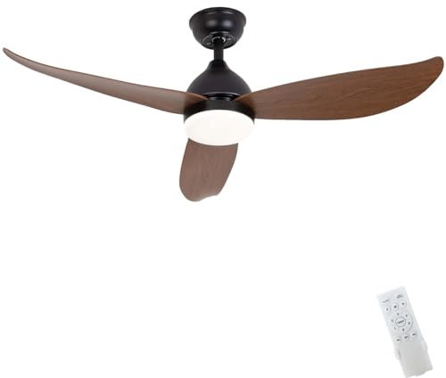 Caufloce LED Ventilateur Plafond Avec Lumiere Smart, Moderne Réversible Lustre Ventilateur De Plafond Et Télécommande Silencieux Grande DC Plafonnier Avec Ventilateur Chambre 3 Pales Pour Salon-90cm