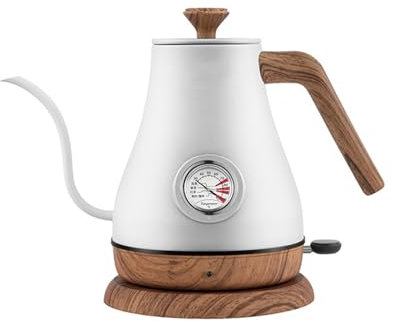 SKUBIS Bouilloire électrique à Long Bec, Bouilloire électrique, Bouilloire avec Affichage de la température, cafetière infusée à la Main,White