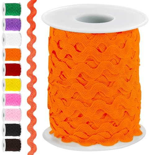 Swpeet Nastro Arancione da 27 m per Rifiniture a Onde e Frange - Pizzo per Confezioni Regalo, Cucito, Artigianato, Vestiti e Feste