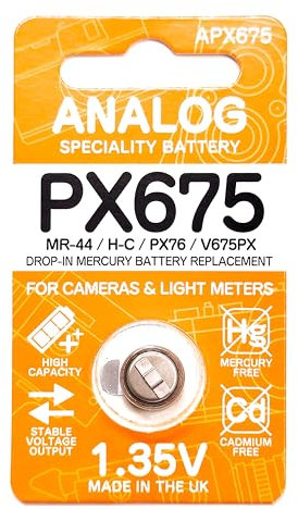 ANALOG PX675 PX76 H-C MR-7 E313 EPX675 MR44 APX675 1.35V Mercury Battery Replacement for Film Camera MADE IN UK