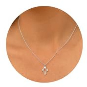 Tingn Chaîne croix plaqué or 14 carats, pendentif croix, collier ras du cou, bijou chrétien, bijou fantaisie haute qualité