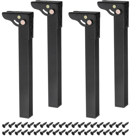 sourcing map 4 Pcs Metal Folding Table Legs, Height 9.84 Inch / 250 mm Foldable Coffee Table Leg for Cupboard Cabinet Furniture Feet Home Decor