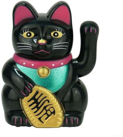 Electric Waving Lucky Cat Decoración Del Coche Batería Powered Lucky Cat (Black)