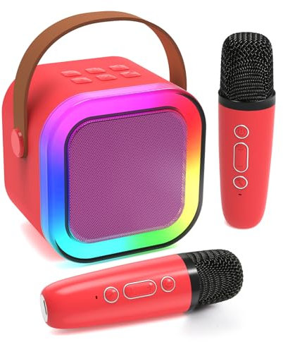 Fede Karaoke Micrófono para Niños, Mini Karaoke Infantil Micrófonos Inalámbricos Altavoz Bluetooth Portátil con Efectos de Cambio de Voz y Luces LED, Mejores Juguetes Regalos para Niñas y Niños