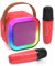Fede Karaoke Machine for Kids Adults, Mini Karaoke Machine with 2 Wireless Microphones, Portable Bluetooth Speaker with Voice Changing Effects & LED Lights, Best Gifts Toys for Girls and Boys