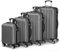 LALAHO Kofferset 4 teilig, Reisekoffer Set, Hartschalen Koffer Set aus ABS, Gepäckset mit Teleskopgriff, Handgepäck, Dunkelgrau