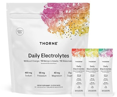 THORNE - Daily Electrolytes - Zero Sugar & Low-Calorie Electrolyte Powder Drink Mix - Flavors Derived from Natural Sources - NSF Certified for Sport - Variety - 30 Stick Packs