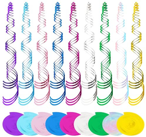 Spiralen Girlanden Hängedekoration,Kaluofan 54 Stk Luftschlangen Deckenhänger,Party Deko Bunt Wirbel Deko,Girlande Hängende Deko für Geburtstage Hochzeiten Party Abschlussfeiern Karneval Deko