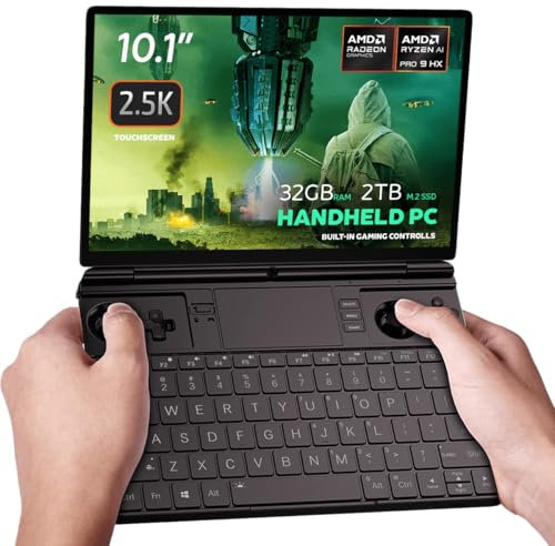GPD Win MAX 2 2025 Handheld-Gaming-PC mit AMD Ryzen AI 9 HX 370, Radeon 890M GPU, 32GB RAM, 2TB SSD, OcuLink, 10,1“ IPS-Display, Gaming-Steuerung, Tastatur und Touchpad