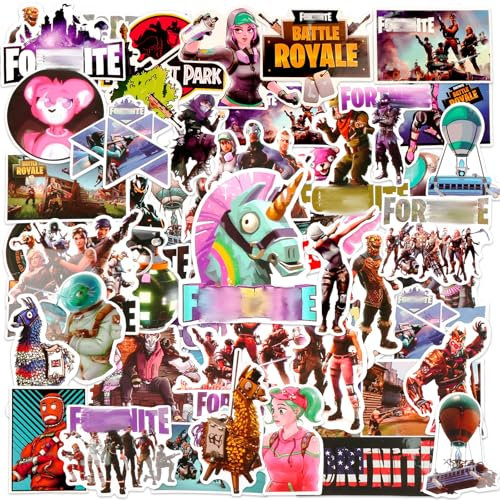 50 Stück Videospiel Aufkleber Wasserfeste Aufkleber Set, Fort-nite Aufkleber Anime Aufkleber Anwendbar für Erwachsene und Kinder, Spiel Thema Aufkleber für Gitarren Gepäck Laptop Aufkleber