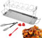 Generisch Support pour cuisses de poulet - Support de cuisse de poulet - En acier inoxydable - Outils de barbecue avec 12 fentes - Grille de cuisson pour poulet - Accessoires de barbecue avec bac de