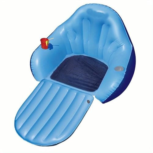 YCVAWEOD Blau aufblasbarer Cabrio Pool Float Stuhl mit Fußstütze Erwachsene Schwimmlounge Sommer Garten Entspannung Freizeit Freizeit LWX
