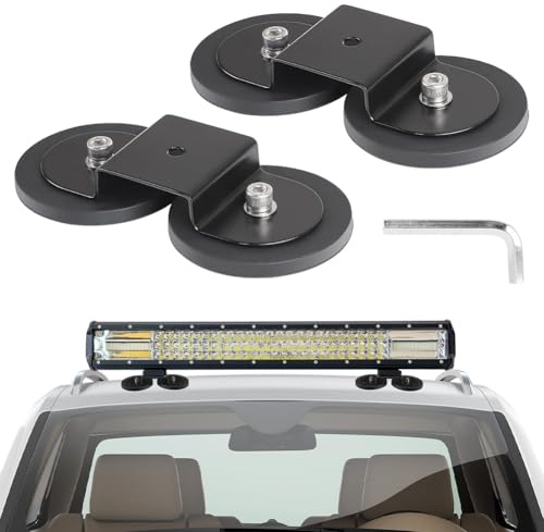 Aoreun Support de Montage de Barre Lumineuse LED à Base Magnétique, 2 Pièces Support de Barre Lumineuse pour Voiture Véhicule Tout-Terrain Phare de Camion Barre Lumineuse de Toit