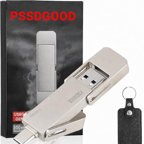 128GB 550MB/S USB C Flash Drive,2-in-1 Type C+ USB A 3.2 Gen2 Thumb Drive | External Solid State Drive,Speed Up to 550MB/s Memory Stick Data Storage for iPhone 15/16/17/Android Phone/Tablet/Windows