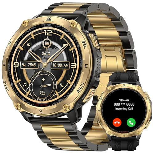 KOSPET TANK T4 Special Edition Smart Watch for Men, GPS and Offline Map | Rugged Stainless Steel, 10 ATM, Walkie Talkie, 45M Freediving/Scuba/Gauge Dive, Bluetooth Call, Heart Rate, Sleep Monitor