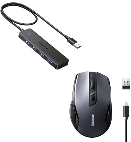 UGREEN USB HUB with 60CM Cable & UGREEN Bluetooth &USB Rechargeable Mouse