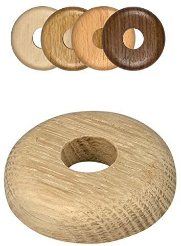 FUX 10 Stück Einzel Heizungsrohr Rosette, 15mm - 22mm, Rohrabdeckung, Abdeckrosetten, Verkleidung, Heizkörper Rosetten, Holz, Parkett, Holzrosetten (22mm, Eiche (roh))