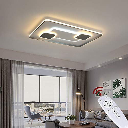 Eurotondisplay LED Deckenleuchte 9641CFX 90 * 60cm 224W mit Fernbedienung Lichtfarbe/Helligkeit einstellbar Acryl-Schirm weiß/grau A+ (9641 CFX 90 * 60cm)