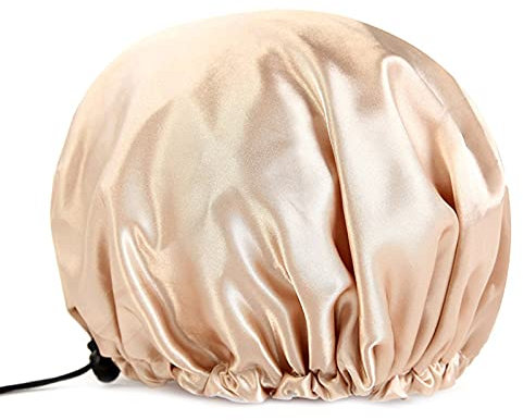 Shower Cap Bathing Reusable Shower Caps for Long Hair Women Adjustable Reusable Extra Large Double-Layer Waterproof Bathing cap (gold)